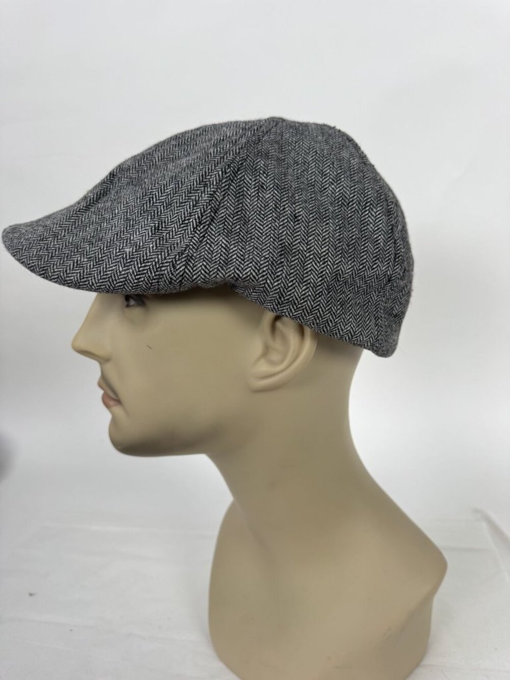 Woolrich Gray Herringbone Flat Cap XL Wool Blend Newsboy Hat